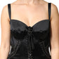 Dolce & Gabbana Black Satin Acetate Lace Eyelets Mini Dress