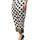 Dolce & Gabbana White Black Polka Dot Silk Mid Waist Cropped Pants