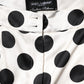 Dolce & Gabbana White Black Polka Dot Silk Mid Waist Cropped Pants