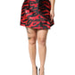 Dolce & Gabbana Black Red Jacquard High Waist Mini Skirt