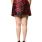 Dolce & Gabbana Black Red Jacquard High Waist Mini Skirt
