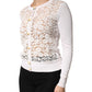 Dolce & Gabbana Cream Lace Knit Rose Button Cardigan Sweater
