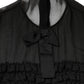 Dolce & Gabbana Black Silk Sheer Ruffle Tie-Neck Blouse Top