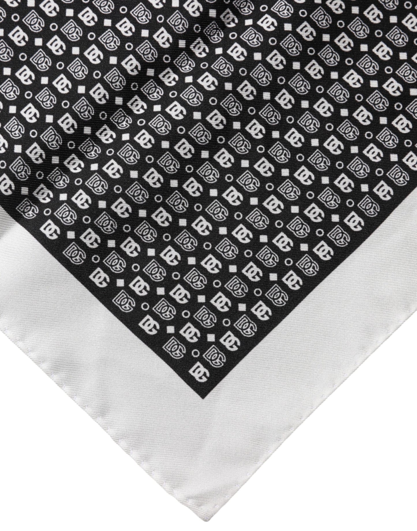 Dolce & Gabbana White Black Patterned Square Foulard Scarf