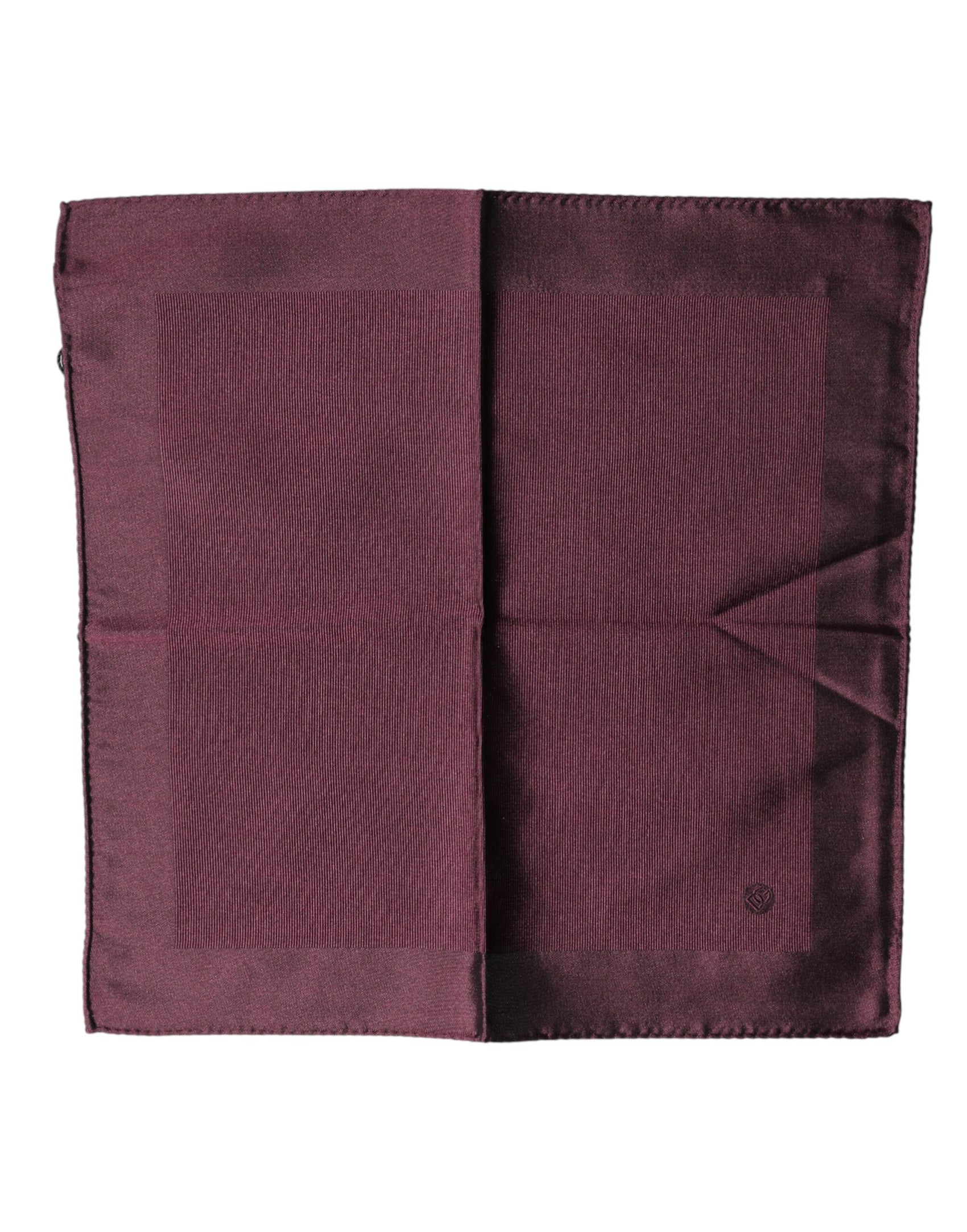 Dolce & Gabbana Maroon Logo Silk Square Handkerchief Scarf