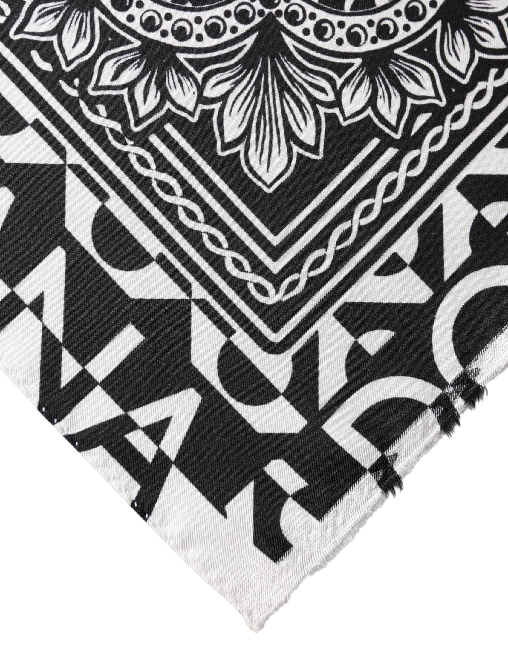 Dolce & Gabbana Black Bandana Print Silk Neck Foulard Scarf