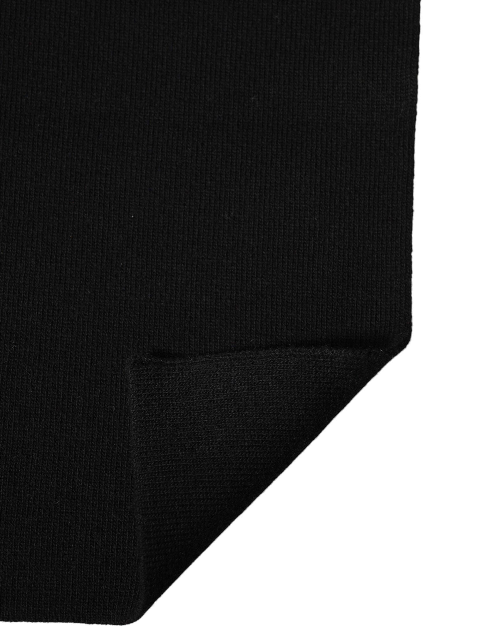 Dolce & Gabbana Black Wool Knitted Neck Wrap Foulard  Scarf