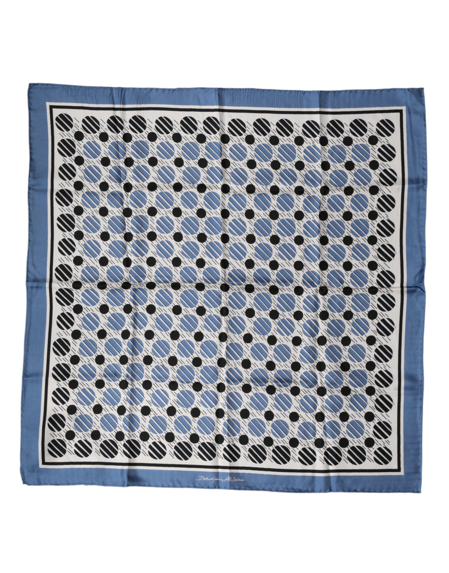 Dolce & Gabbana Blue Dotted Silk Square Foulard 66cm Scarf
