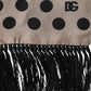 Dolce & Gabbana Brown Polka Dot Silk Fringes Foulard Scarf