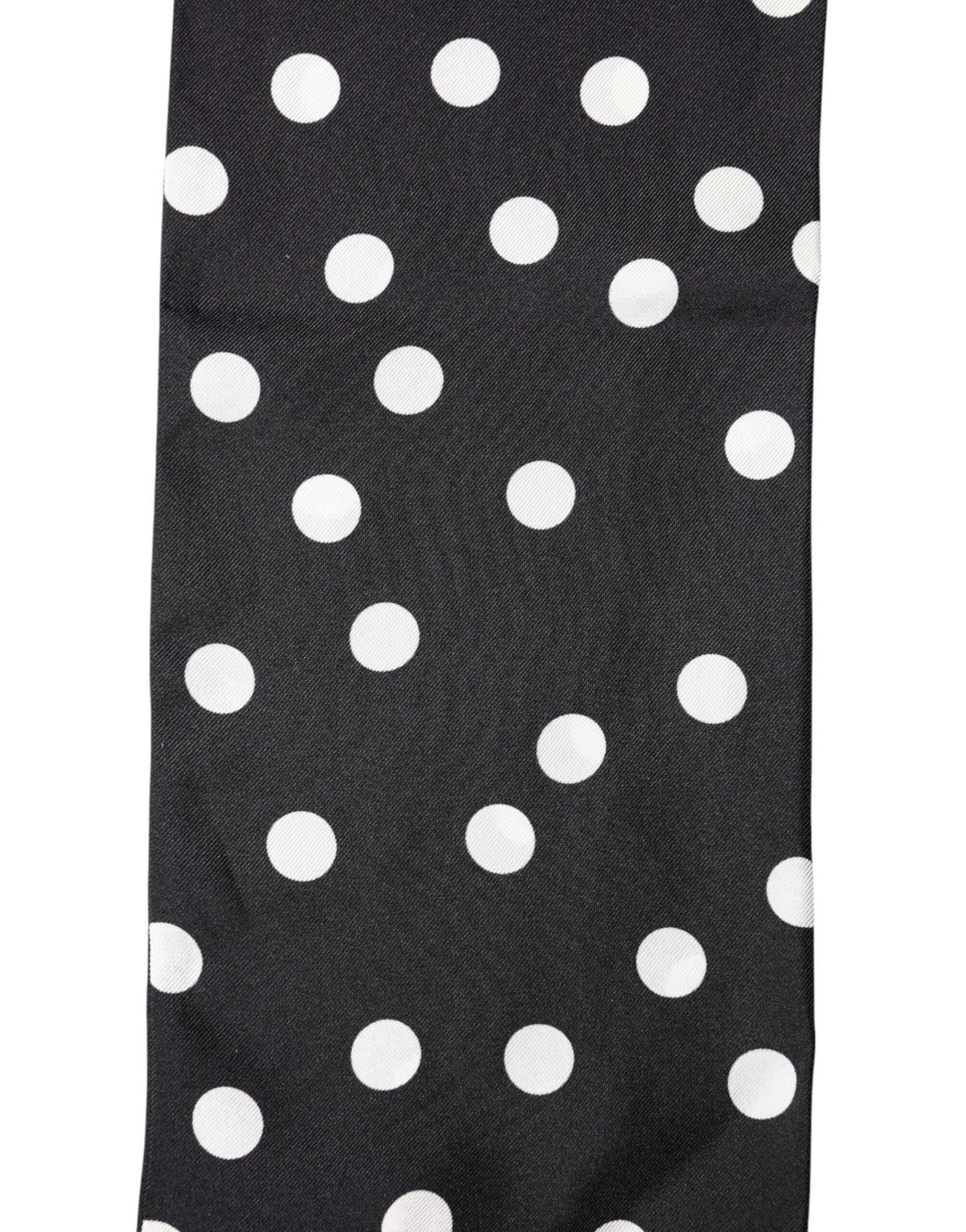 Dolce & Gabbana Scarf Black Polka Dot Silk Neck Wrap Foulard