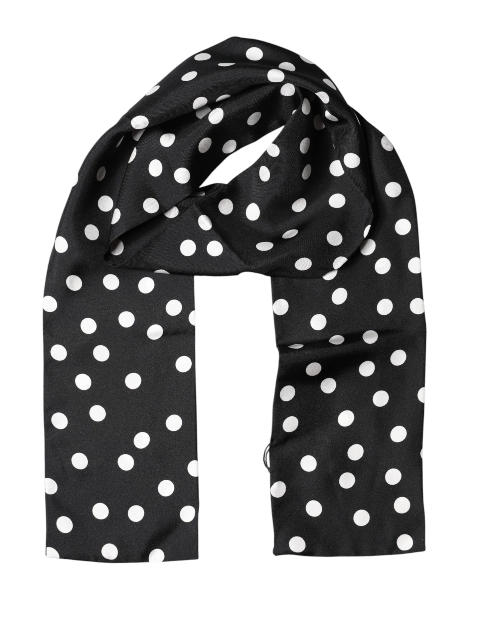 Dolce & Gabbana Scarf Black Polka Dot Silk Neck Wrap Foulard