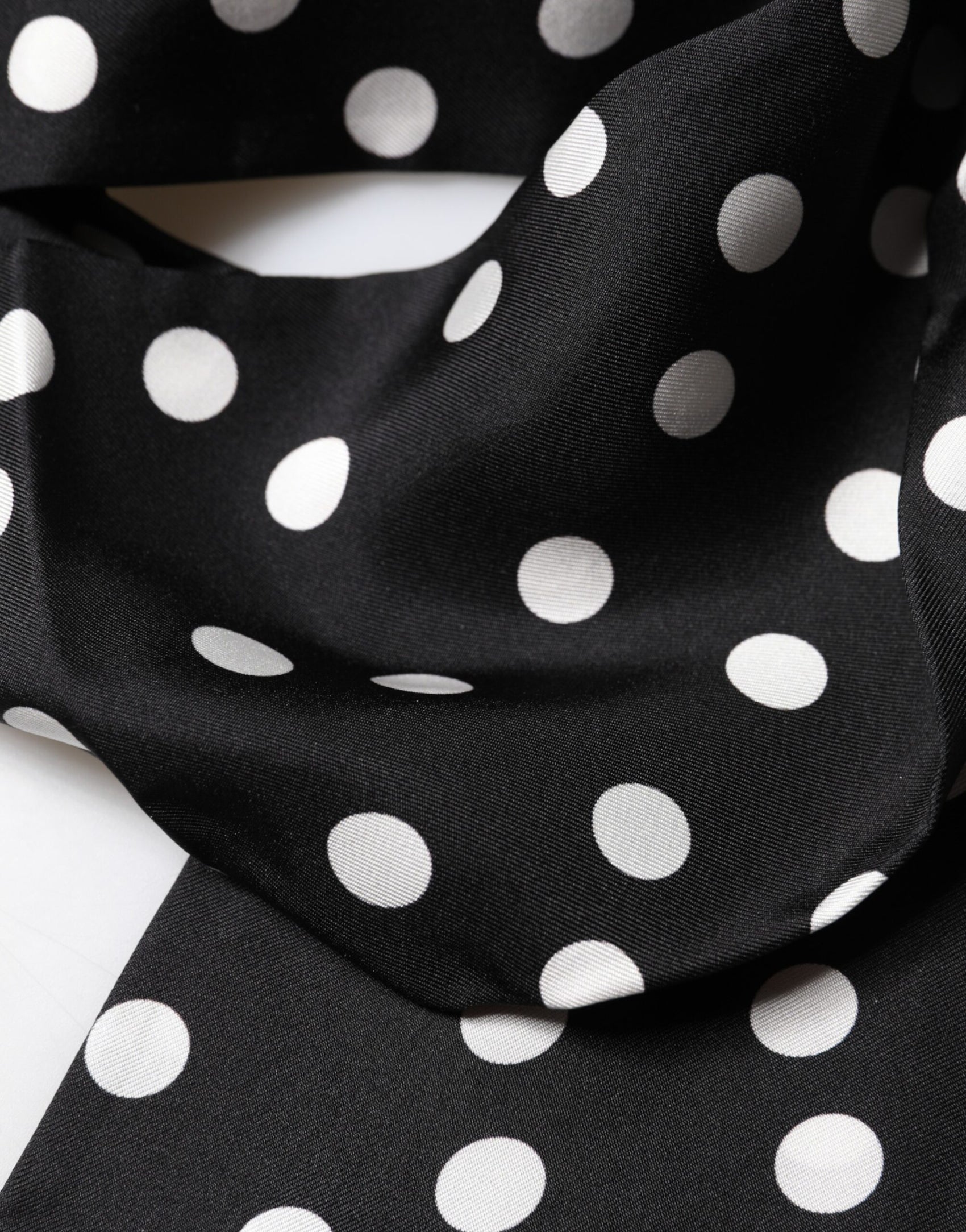 Dolce & Gabbana Scarf Black Polka Dot Silk Neck Wrap Foulard