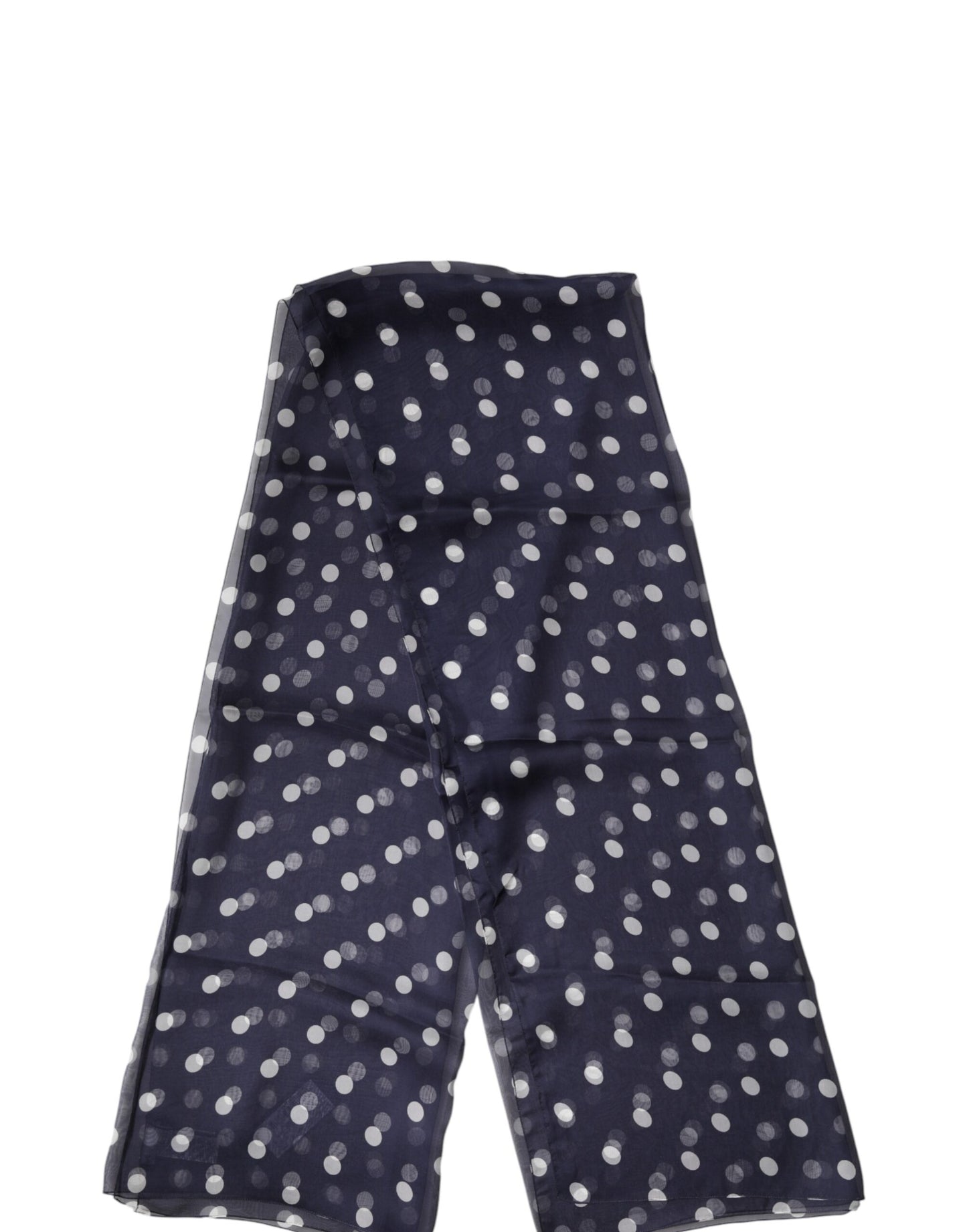 Dolce & Gabbana Blue Polka Dot Silk Neck Wrap Shawl 205cm x 132cm Scarf