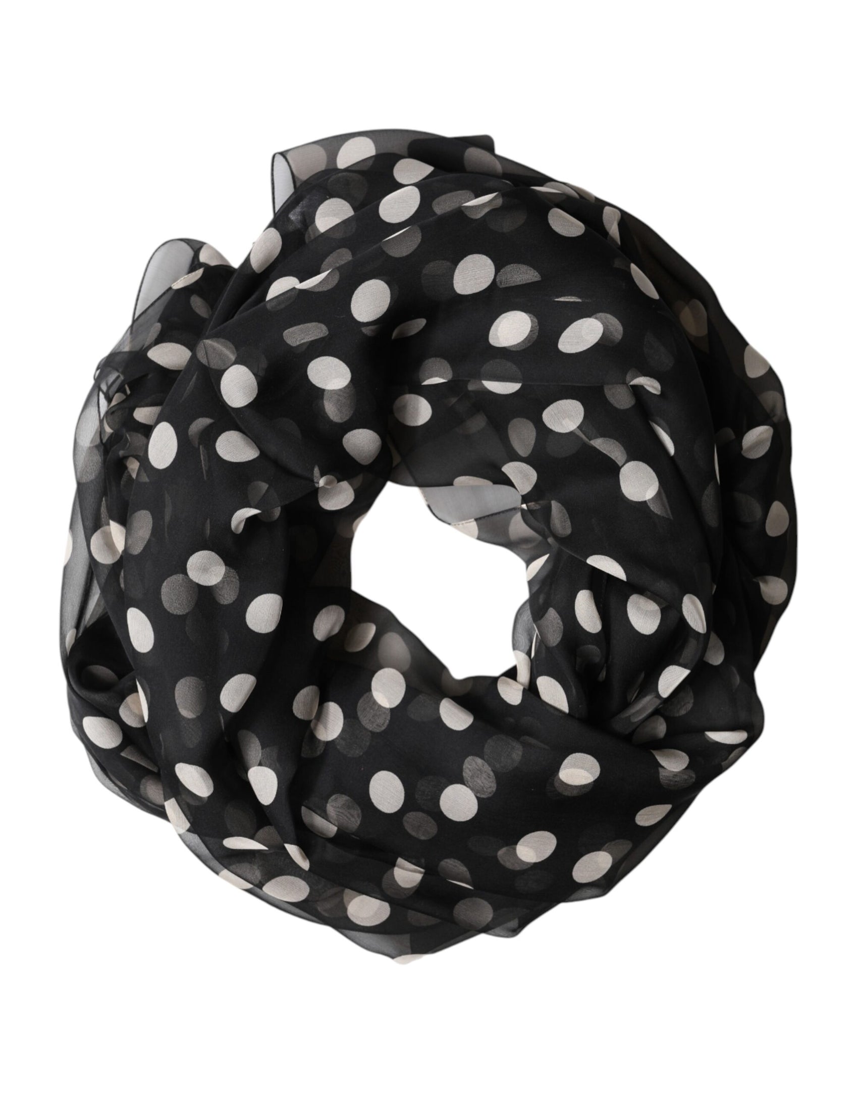 Dolce & Gabbana Black Polka Dot Silk Neck Wrap Shawl 205cm x 137cm Scarf