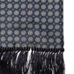 Dolce & Gabbana Blue Patterned Silk Fringes Foulard 138cm x 15.5cm Scarf