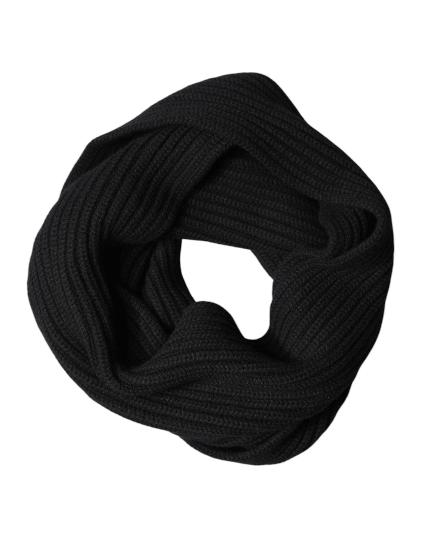 Dolce & Gabbana Black Cashmere Knit Neck Wrap Shawl 202cm x 26cm  Scarf