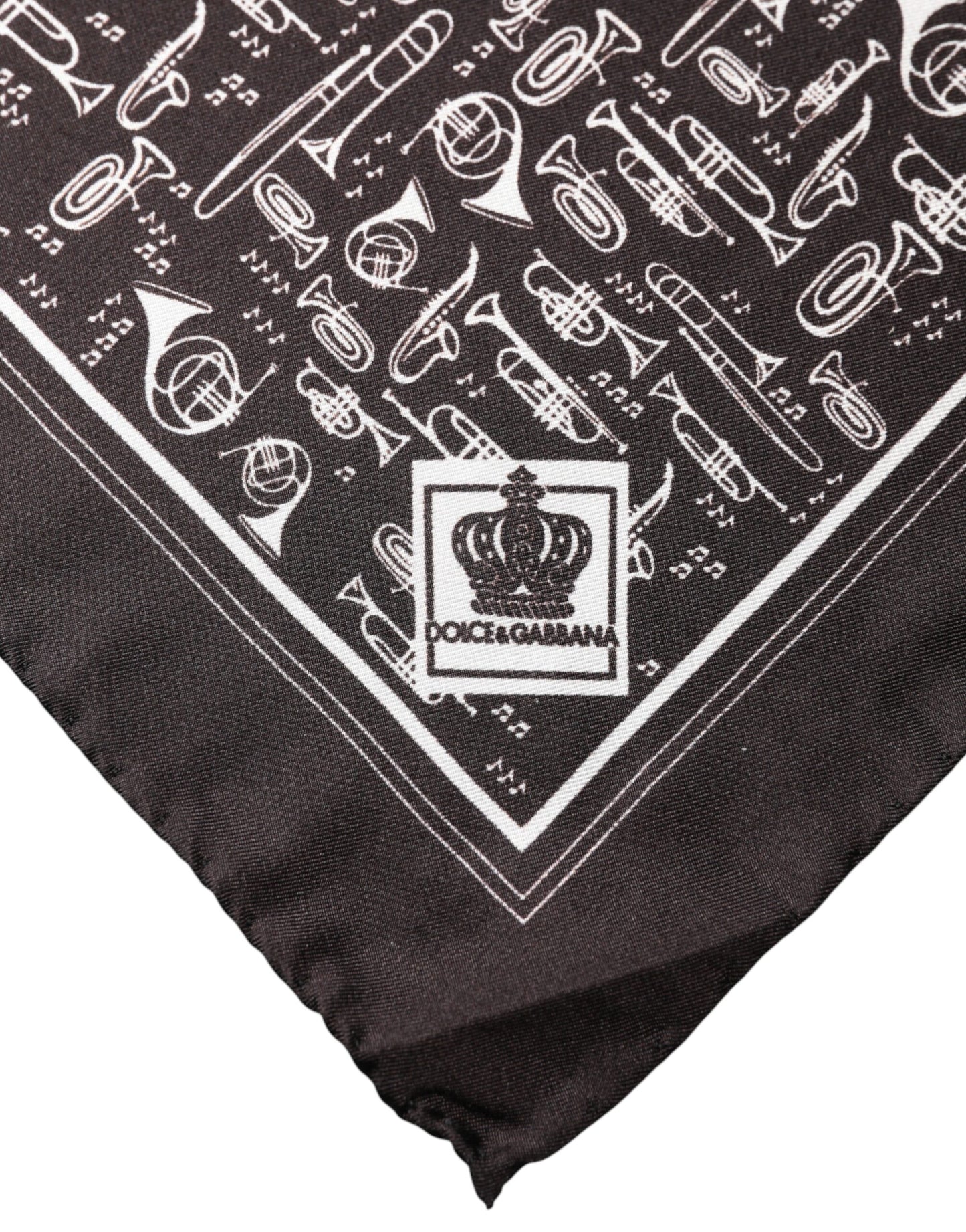 Dolce & Gabbana Brown Jazz Club Square Handkerchief Men 32cm x 31cm Scarf