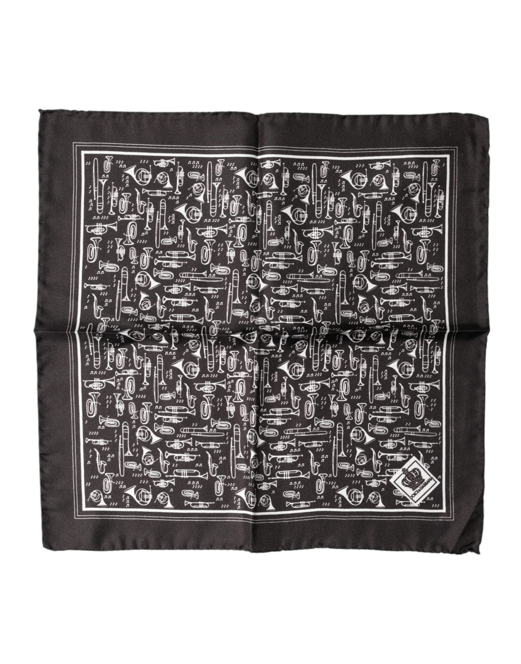 Dolce & Gabbana Brown Jazz Club Square Handkerchief Men 32cm x 31cm Scarf