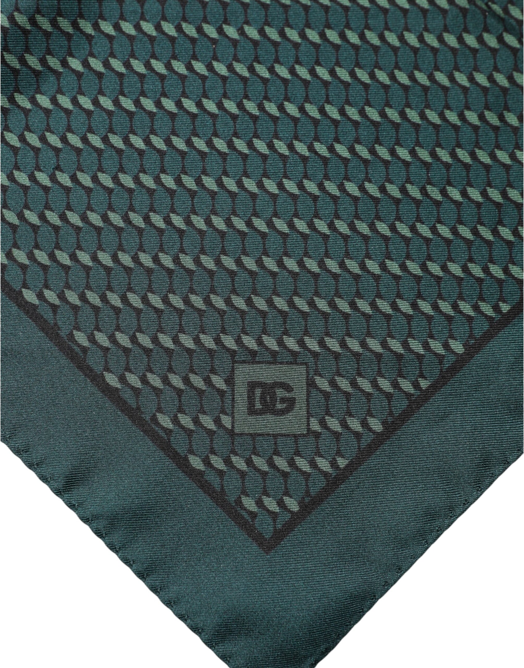 Dolce & Gabbana Dark Green Silk Patterned Handkerchief 32cm x 31cm Scarf