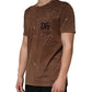 Dolce & Gabbana Brown Splash Color Cotton Crew Neck T-shirt