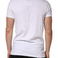 Dolce & Gabbana White Stripes Cotton Crew Neck Tee  T-shirt
