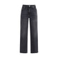 7FOR Black Cotton Straight-Leg Jeans