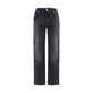 7FOR Black Cotton Straight-Leg Jeans