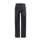7FOR Black Cotton Straight-Leg Jeans