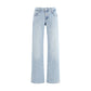 7FOR Blue Cotton Straight-Leg Jeans