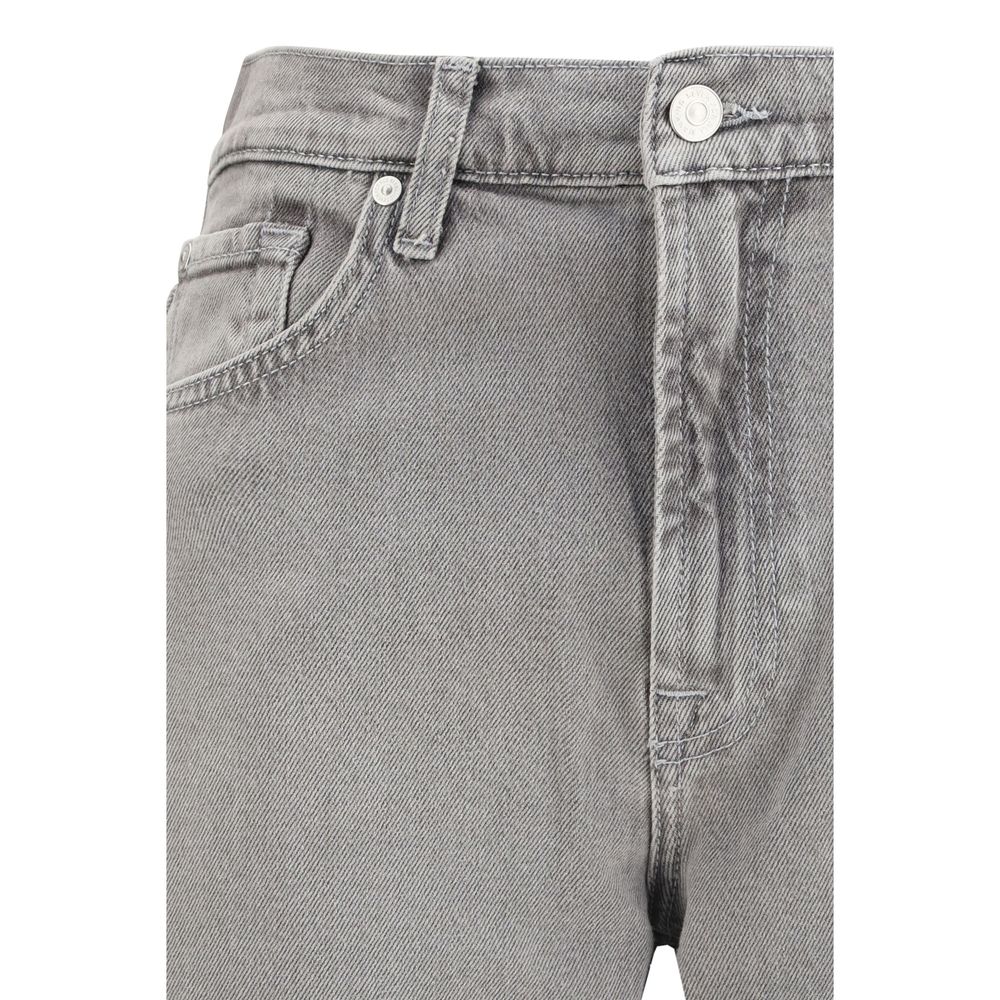 7FOR Gray Cotton Relaxed Fit Jeans