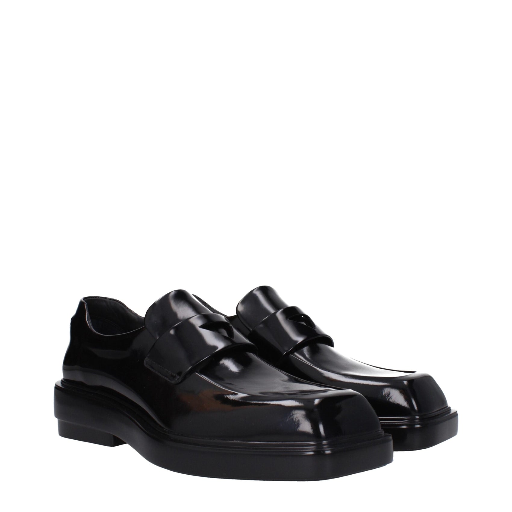 Prada Black Leather Slip-On Loafers