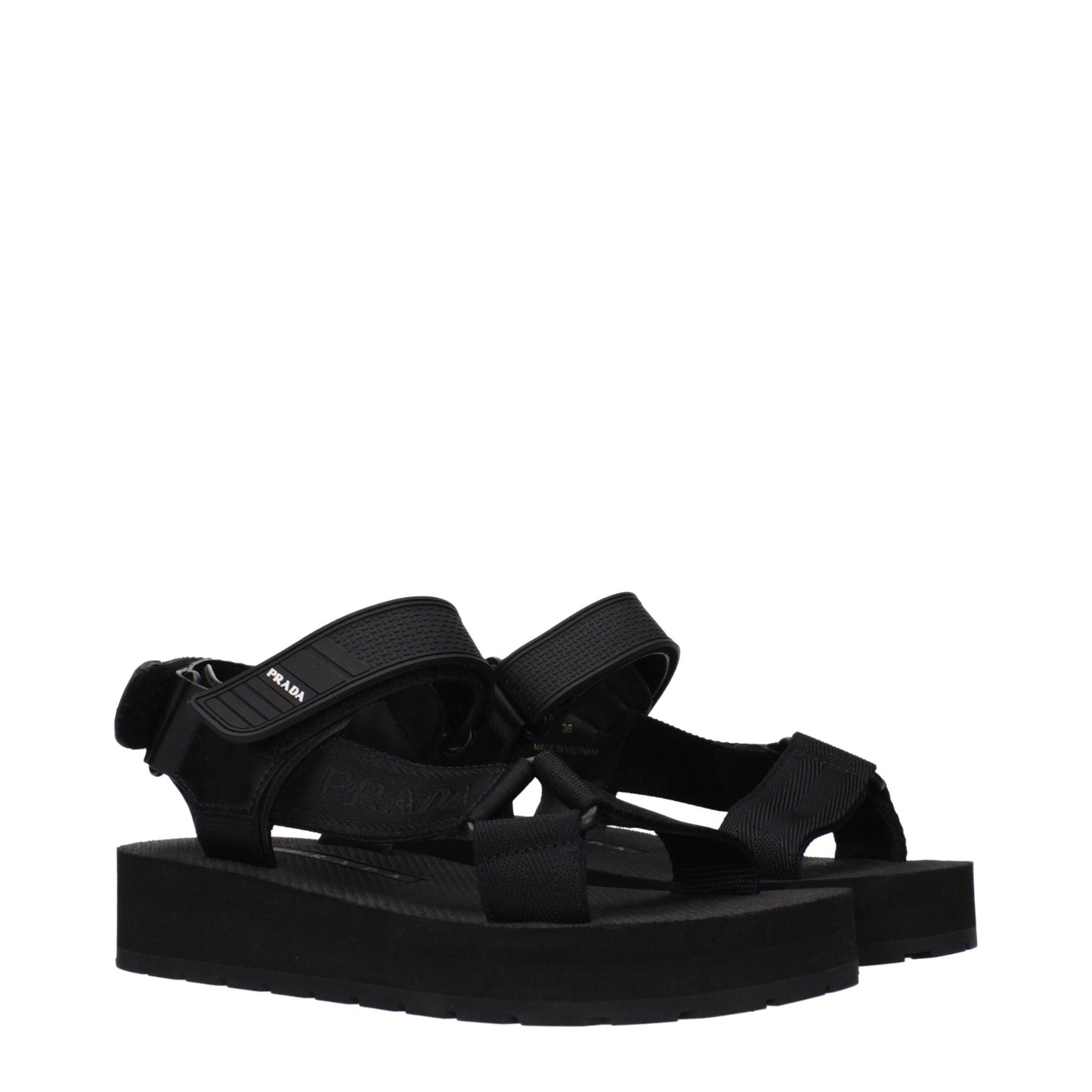 Prada Black Fabric Sandals
