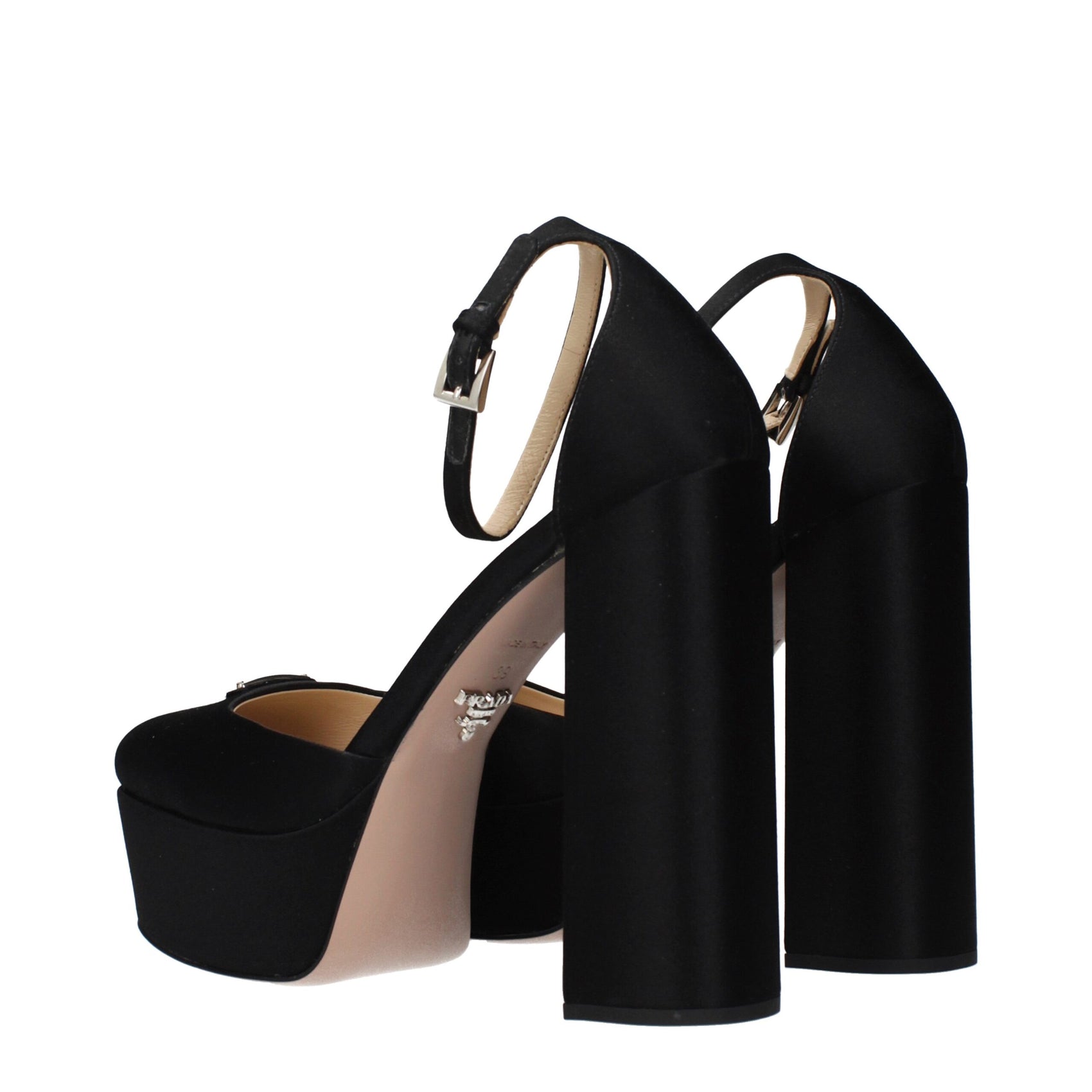 Prada Black Satin Platform Pumps