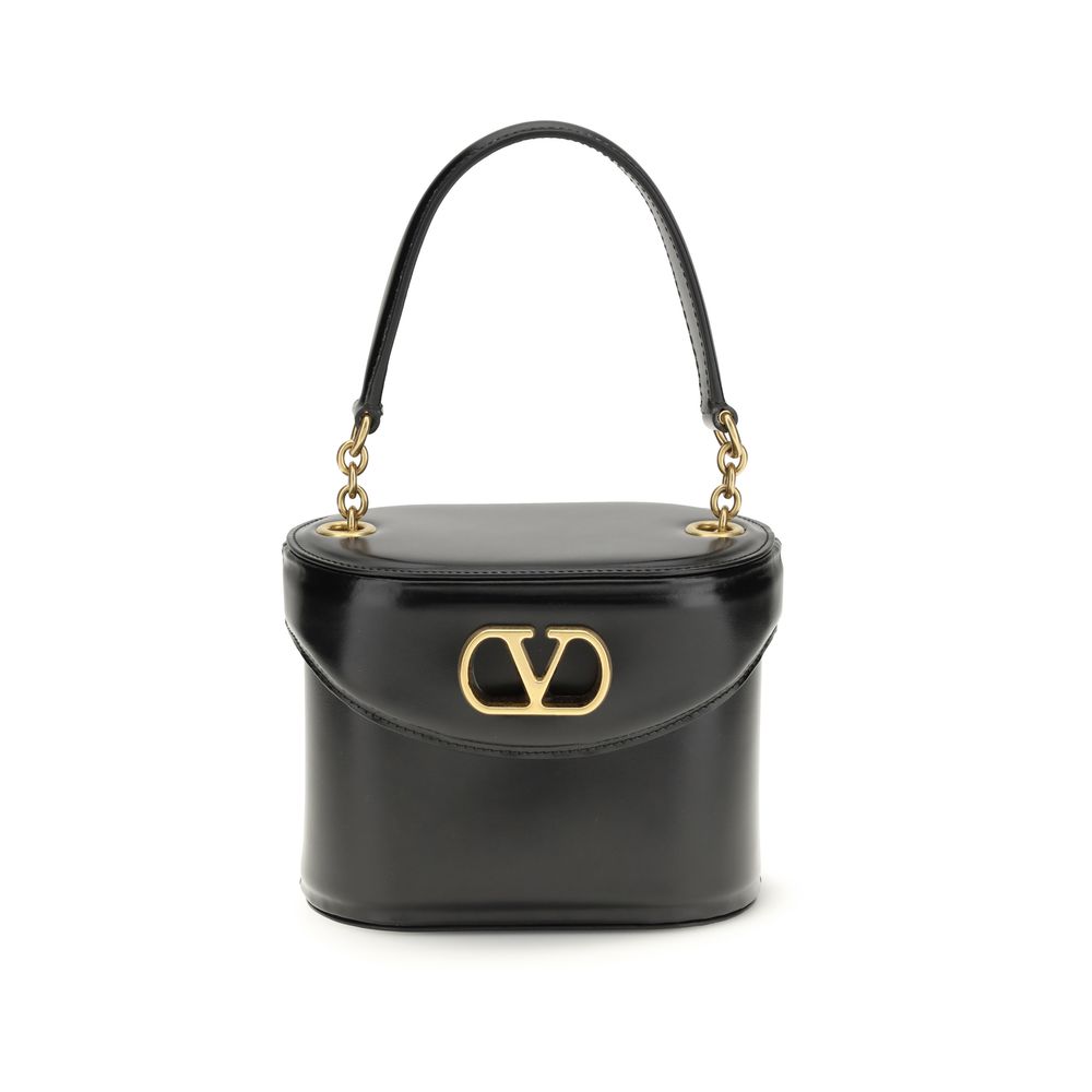 Valentino Garavani Black Calf Leather Bos Taurus Shoulder Bag