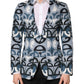 Dolce & Gabbana Blue Logo Monogram Single Breasted Blazer