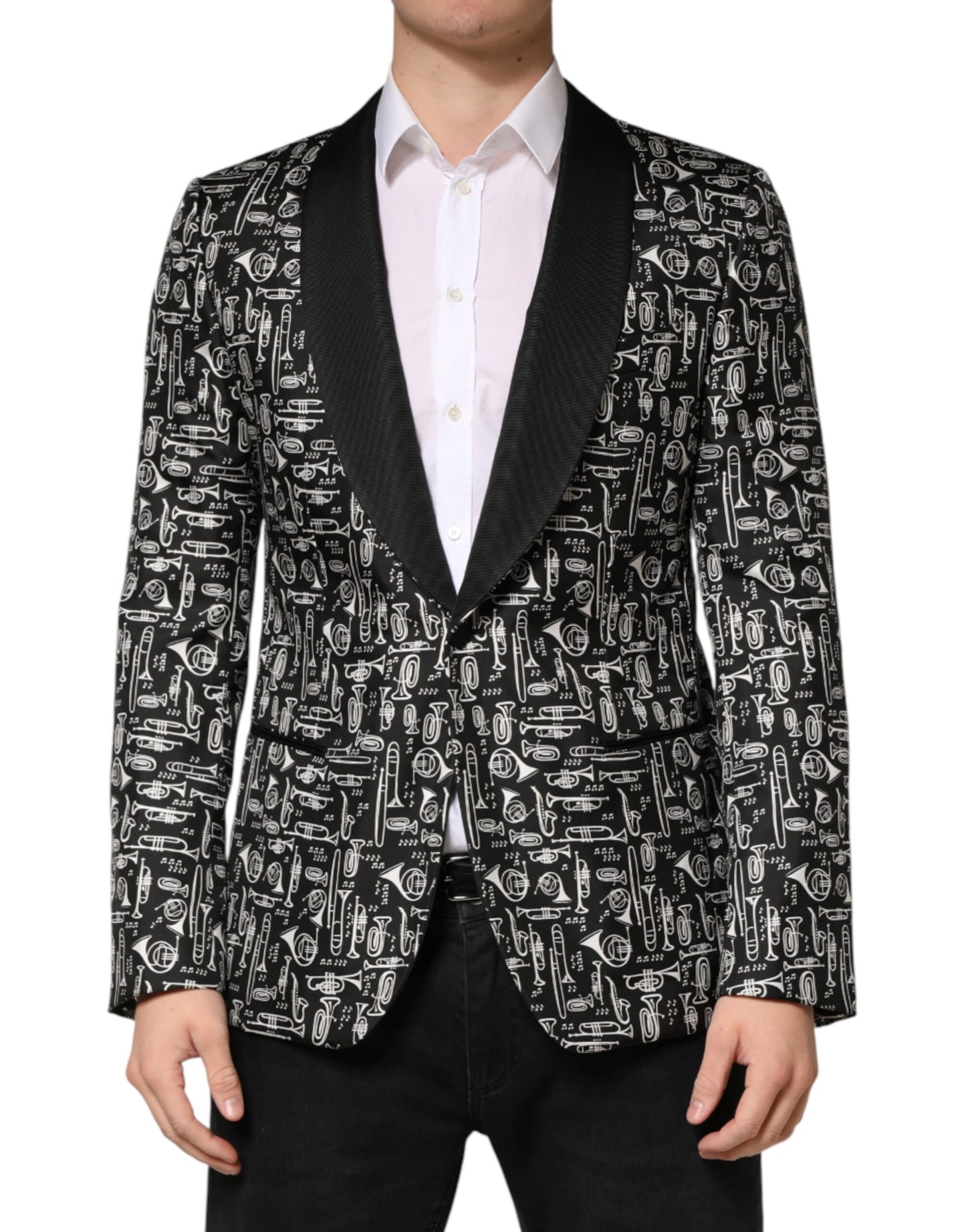 Dolce & Gabbana Black Jazz Club Silk Single Breasted Blazer