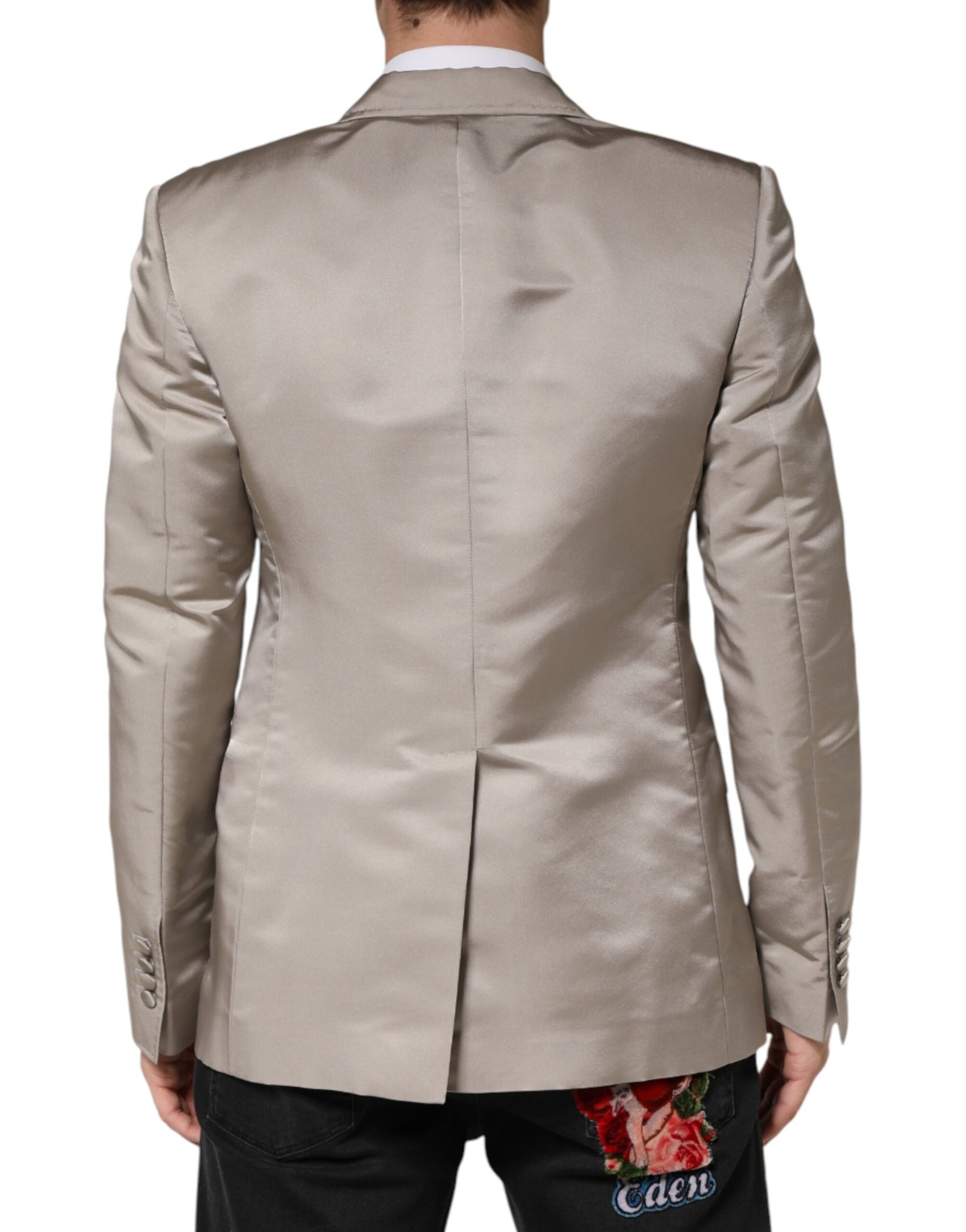 Dolce & Gabbana Beige Silk Single Breasted Jacket Men Blazer