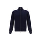 Brunello Cucinelli Blue Fleece Wool Cardigan