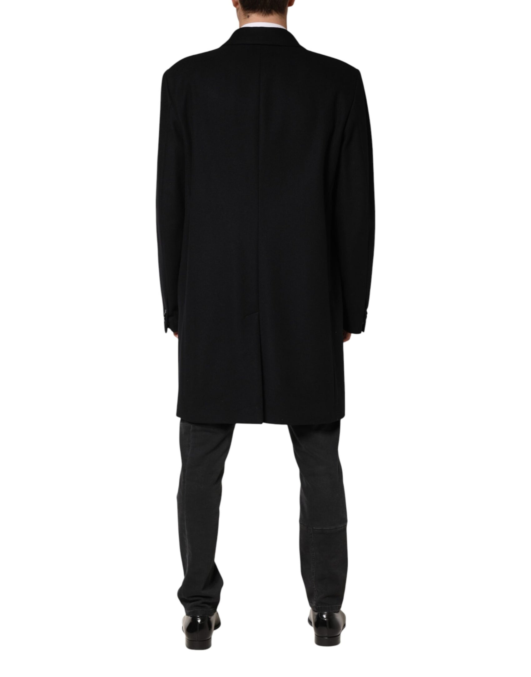 Dolce & Gabbana Black Wool Single Breasted Long Coat Jacket