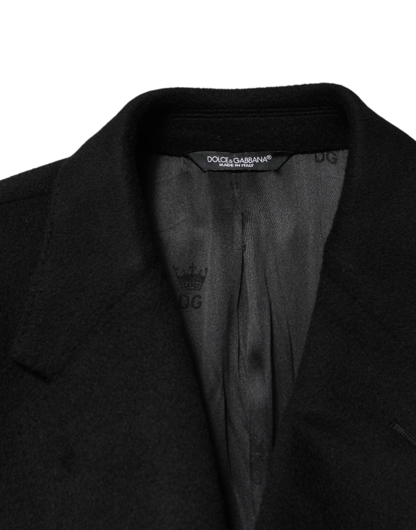 Dolce & Gabbana Black Wool Double Breasted TrenchCoat Jacket