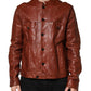 Dolce & Gabbana Brown Leather Button Down Men Biker Jacket