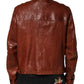 Dolce & Gabbana Brown Leather Button Down Men Biker Jacket