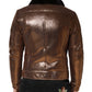 Dolce & Gabbana Bronze Leather Fur Full Zip Men Biker Jacket