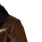 Dolce & Gabbana Bronze Leather Fur Full Zip Men Biker Jacket