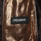 Dolce & Gabbana Bronze Leather Fur Full Zip Men Biker Jacket