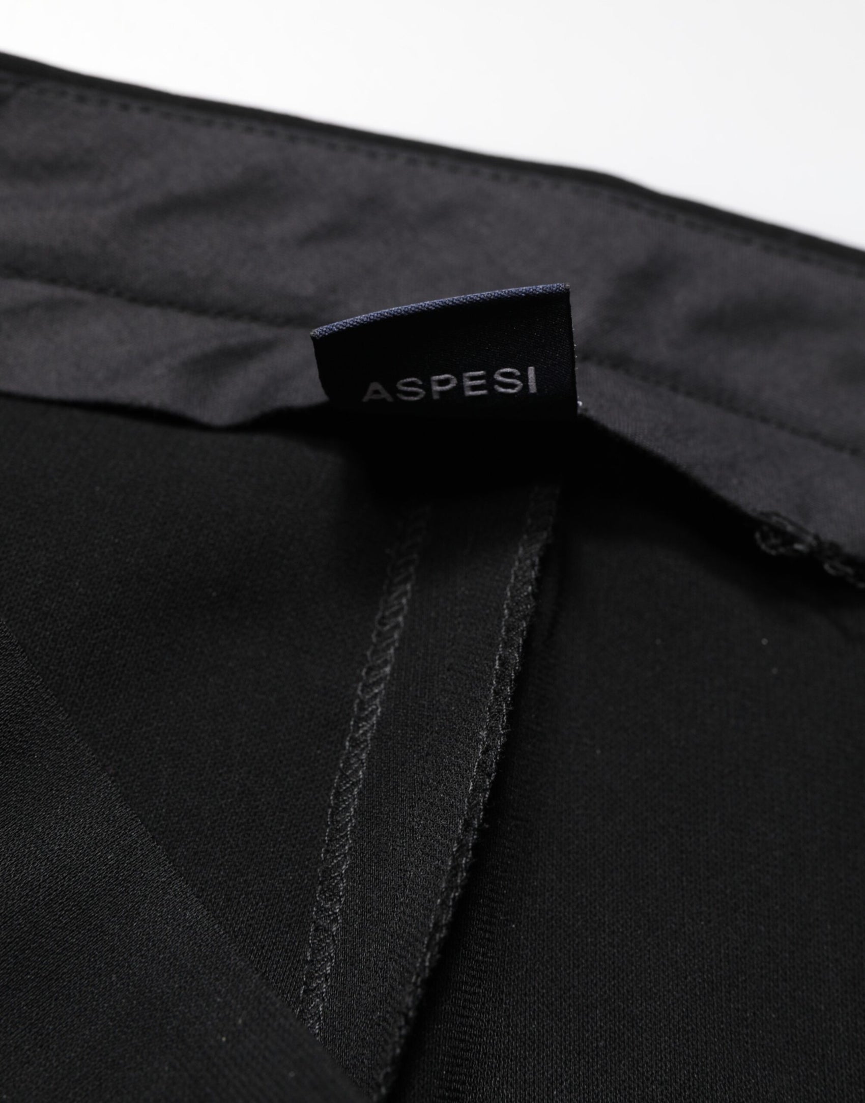 Aspesi Black High Waist Zip Straight Chino Trouser Pants